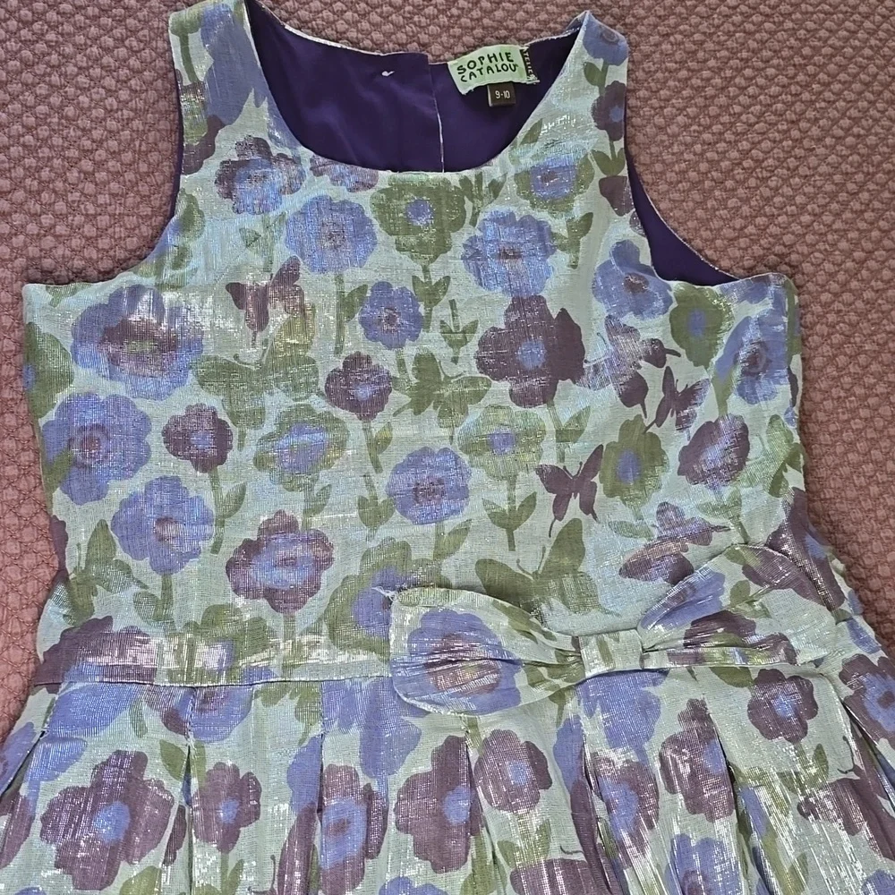Sophie Catalou Girl's Shiny Floral Party Dress